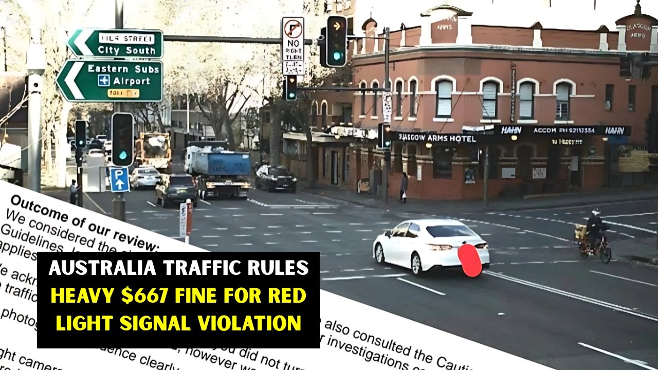 Australia Traffic Rules Heavy $667 Fine for Red Light Signal Violation